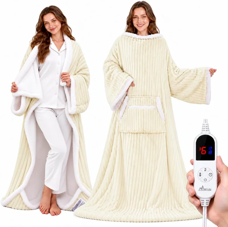 Sleeved heated blanket, Pearl Ivory, view 1
