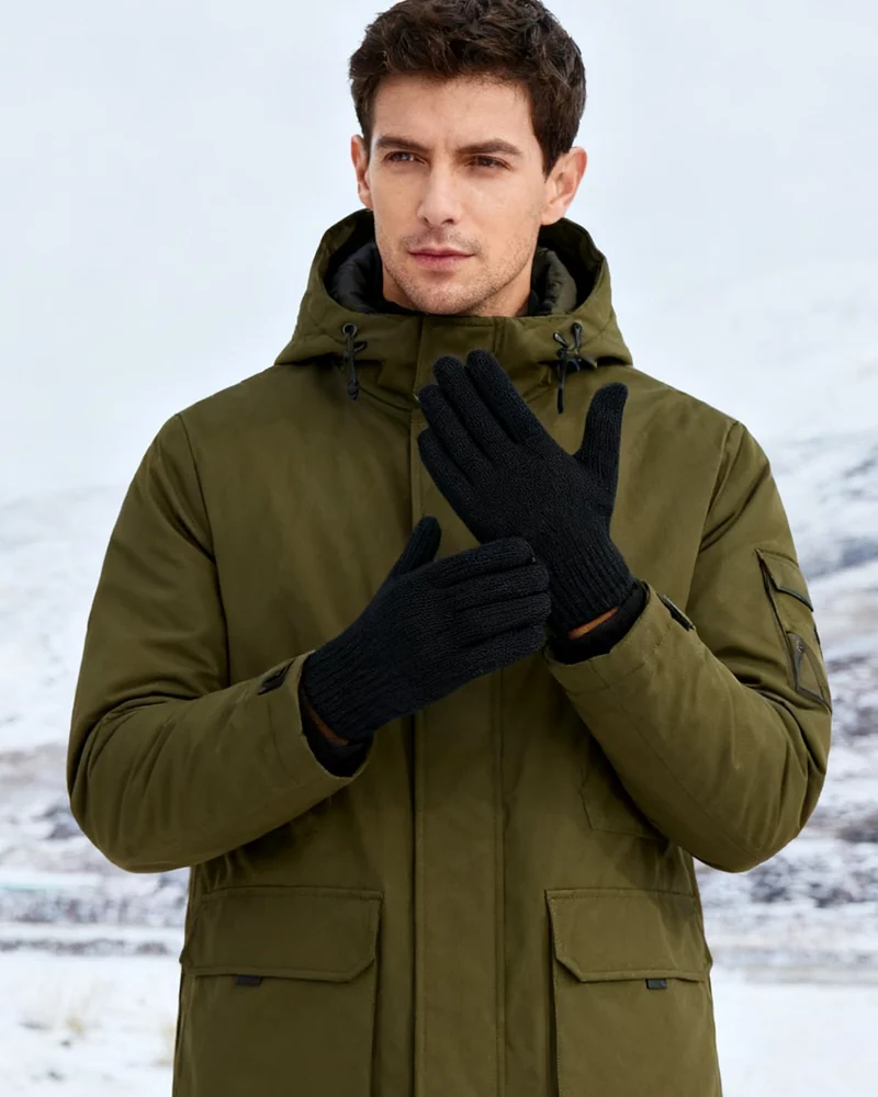 Stretch knit gloves, Black, view 4