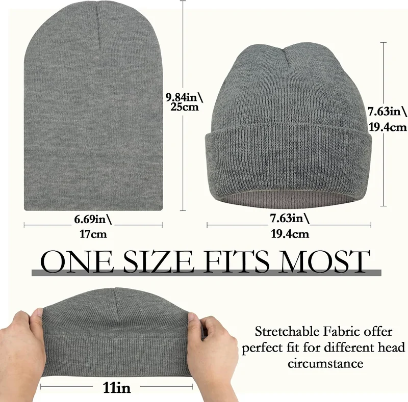 Kids cuffed beanies, Neutral four-color set, view 2