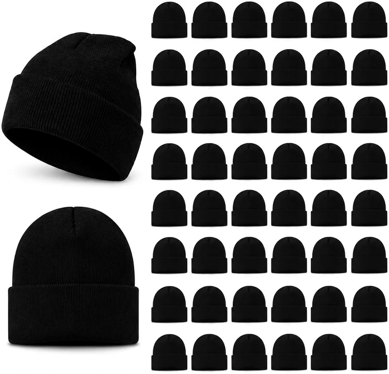 Bulk cuffed beanies, 48-pack · Black, view 1